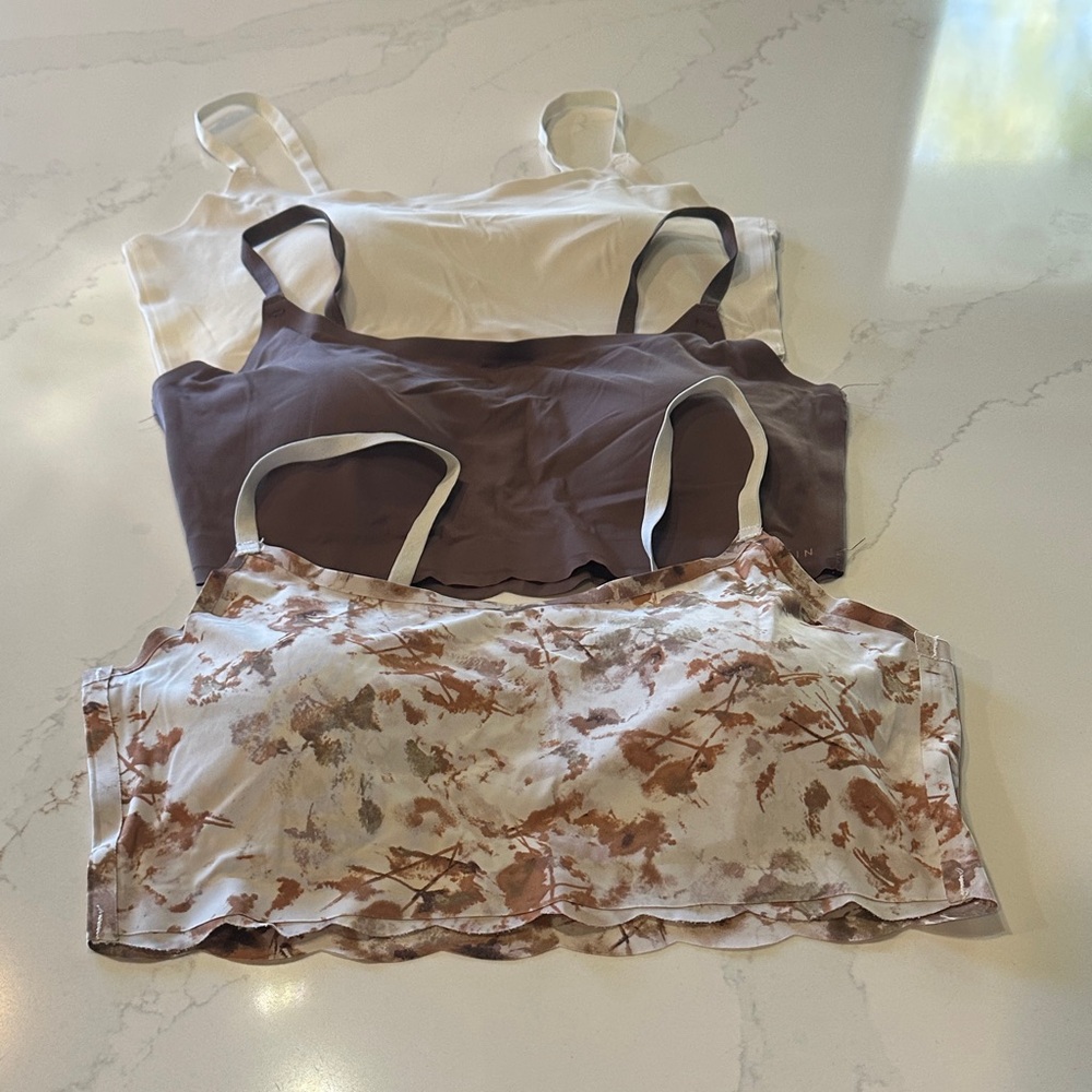 Set of Three Bralettes in Neutral Tones